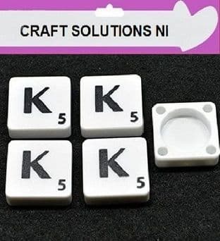 K - WHITE QUALITY SCRABBLE TILE LETTERS - PACKS OF 5,10,20,50. - GAME PIECES