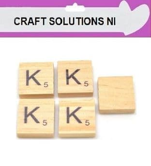 K - WOODEN QUALITY SCRABBLE TILE LETTERS - PACKS OF 5,10,20,50. - GAME PIECES