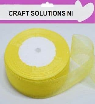 LEMON YELLOW - WOVEN EDGE ORGANZA RIBBON - 7mm, 15mm, 25-50 YARDS