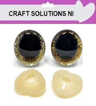 LIGHT GOLD GLITTER 3D EYES - MANY COLOURS - PLASTIC BACKS - Teddy Bear Making Soft Toy