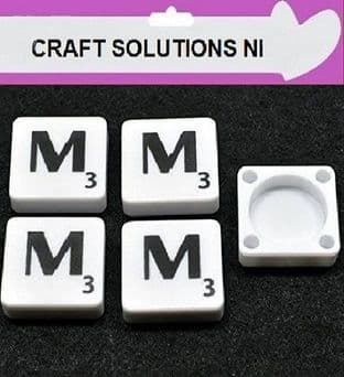 M - WHITE QUALITY SCRABBLE TILE LETTERS - PACKS OF 5,10,20,50. - GAME PIECES
