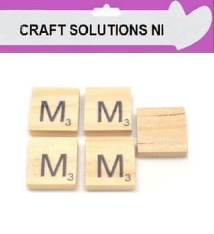M - WOODEN QUALITY SCRABBLE TILE LETTERS - PACKS OF 5,10,20,50. - GAME PIECES