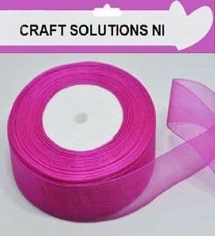MAGENTA - WOVEN EDGE ORGANZA RIBBON - 7mm, 15mm 25-50 YARDS