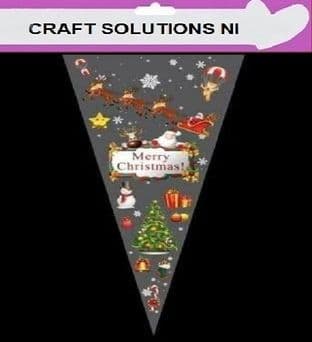 MERRY CHRISTMAS - Cone Bags - Party Bags - Sweets - Cellophane Bags + Twist Ties