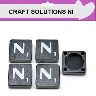N - BLACK QUALITY SCRABBLE TILE LETTERS - PACKS OF 5,10,20,50. - GAME PIECES