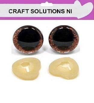 ORANGE GLITTER 3D EYES - MANY COLOURS - PLASTIC BACKS - Teddy Bear Making Soft Toy