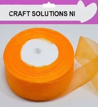 ORANGE - WOVEN EDGE ORGANZA RIBBON - 7mm, 15mm 25-50 YARDS