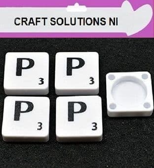 P - WHITE QUALITY SCRABBLE TILE LETTERS - PACKS OF 5,10,20,50. - GAME PIECES