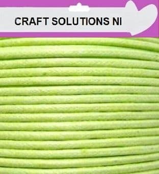 PALE GREEN - WAXED COTTON CORD 10 METRES LONG x 1mm THICKNESS - 23 COLOURS JEWELLERY MAKING