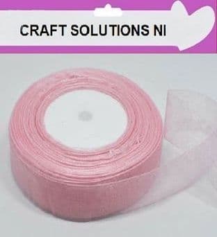 PALE PINK - WOVEN EDGE ORGANZA RIBBON - 7mm, 15mm 25-50 YARDS