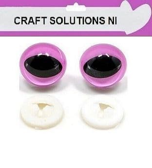 PINK CATS EYES - 10 COLOURS - 3 SIZES - PLASTIC BACKS - Teddy Bear Making Soft Toy