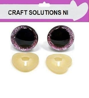PINK GLITTER 3D EYES - MANY COLOURS - PLASTIC BACKS - Teddy Bear Making Soft Toy
