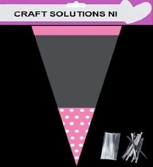 PINK POLKA DOT - Cone Bags - Party Bags - Sweets - Cello Bags - With Twist Ties