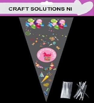 PINK THANK YOU FOR COMING TO MY PARTY - Cone Bags - Party Bags - Sweets - Cello Bags