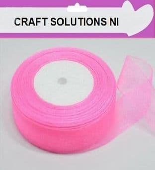 PINK - WOVEN EDGE ORGANZA RIBBON - 7mm, 15mm 25-50 YARDS
