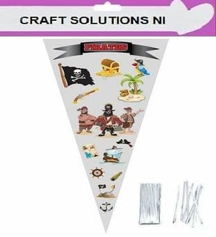 PIRATES - Cone Bags - Party Bags - Sweets - Cellophane Bags + Twist Ties