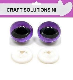 PURPLE CATS EYES - 10 COLOURS - 3 SIZES - PLASTIC BACKS - Teddy Bear Making Soft Toy