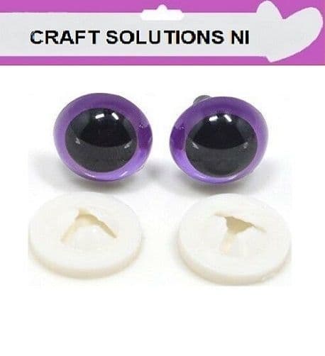 PURPLE CRYSTAL EYES -  PLASTIC BACKS - Teddy Bear Making Soft Toy Doll Animal