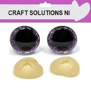 PURPLE GLITTER 3D EYES - MANY COLOURS - PLASTIC BACKS - Teddy Bear Making Soft Toy