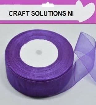 PURPLE - WOVEN EDGE ORGANZA RIBBON - 7mm, 15mm 25-50 YARDS
