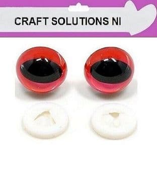 RED CATS EYES - 10 COLOURS - 3 SIZES - PLASTIC BACKS - Teddy Bear Making Soft Toy