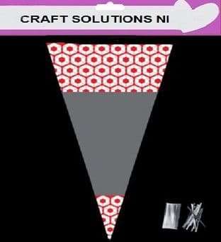 RED FOOTBALL - Cone Bags - Party Bags - Sweets - Cello Bags - With Twist Ties