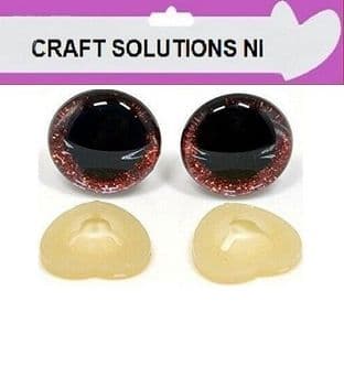 RED GLITTER 3D EYES - MANY COLOURS - PLASTIC BACKS - Teddy Bear Making Soft Toy