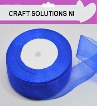 ROYAL BLUE - WOVEN EDGE ORGANZA RIBBON - 7mm, 15mm, 25-50 YARDS