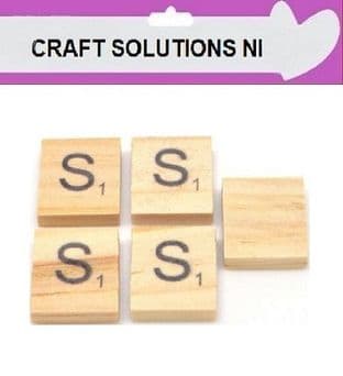 S - WOODEN QUALITY SCRABBLE TILE LETTERS - PACKS OF 5,10,20,50. - GAME PIECES