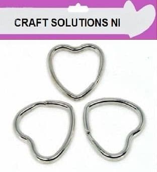 SILVER HEART SPLIT KEY RING DOUBLE LOOP CRAFTS FINDINGS KEYRINGS 30mm - HOBBIES