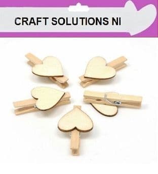 SMALL 30mm - NATURAL WOODEN CRAFT PEGS WITH NATURAL HEARTS