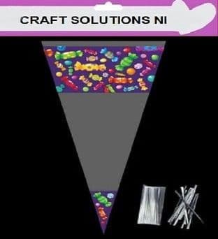 SWEETIE JAR - Cone Bags - Party Bags - Sweets Cellophane Bags + Twist Ties