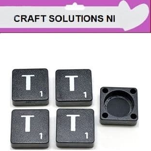 T - BLACK QUALITY SCRABBLE TILE LETTERS - PACKS OF 5,10,20,50. - GAME PIECES