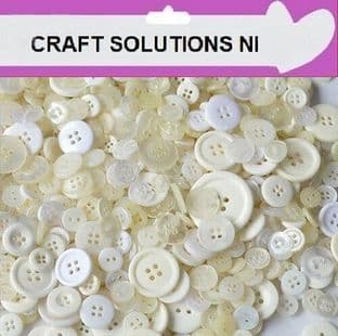 Top Quality WHITE Buttons / Plastic Buttons / Assorted Buttons / Arts & Crafts