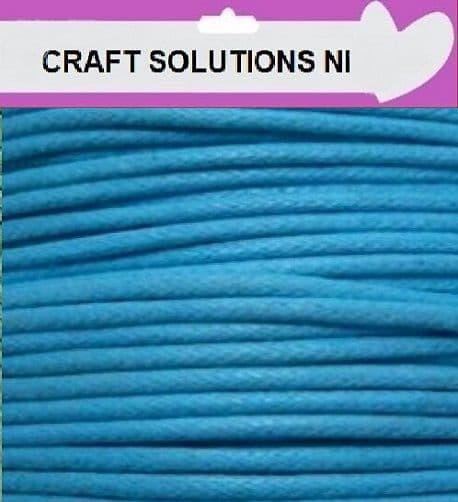 TURQUOISE - WAXED COTTON CORD 10 METRES LONG x 1mm THICKNESS - 23 COLOURS JEWELLERY MAKING