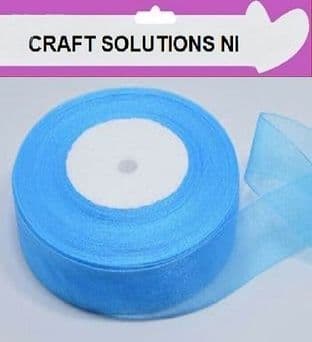 TURQUOISE - WOVEN EDGE ORGANZA RIBBON - 7mm, 15mm - 25-50 YARDS