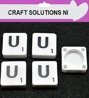 U - WHITE QUALITY SCRABBLE TILE LETTERS - PACKS OF 5,10,20,50. - GAME PIECES