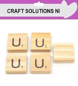 U - WOODEN QUALITY SCRABBLE TILE LETTERS - PACKS OF 5,10,20,50. - GAME PIECES