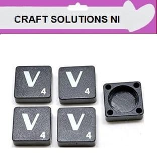 V - BLACK QUALITY SCRABBLE TILE LETTERS - PACKS OF 5,10,20,50. - GAME PIECES