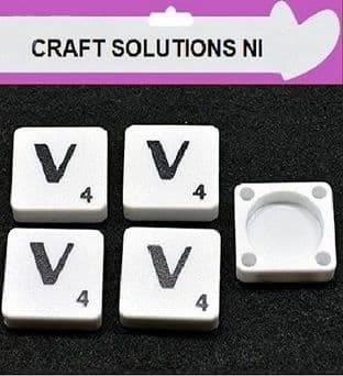 V - WHITE QUALITY SCRABBLE TILE LETTERS - PACKS OF 5,10,20,50. - GAME PIECES