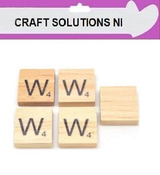 W - WOODEN QUALITY SCRABBLE TILE LETTERS - PACKS OF 5,10,20,50. - GAME PIECES