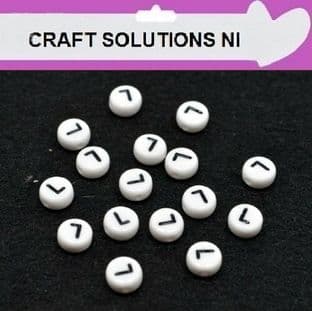 WHITE DISC 'L' - ALPHABET BEADS - SINGLE LETTERS A - Z - ACRYLIC BEADS 7mm x 4mm