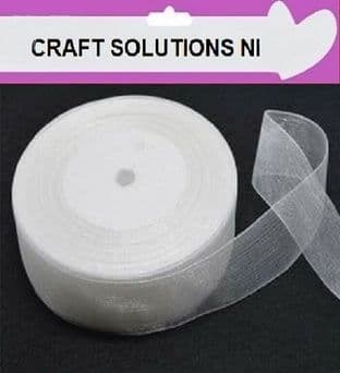 WHITE - WOVEN EDGE ORGANZA RIBBON - 7mm, 15mm, 25-50 YARDS