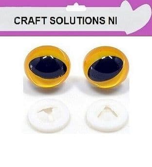 YELLOW CATS EYES - 10 COLOURS - 3 SIZES - PLASTIC BACKS - Teddy Bear Making Soft Toy