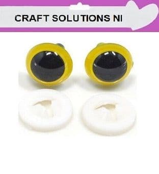 YELLOW CRYSTAL EYES - PLASTIC BACKS - Teddy Bear Making Soft Toy Doll Animal