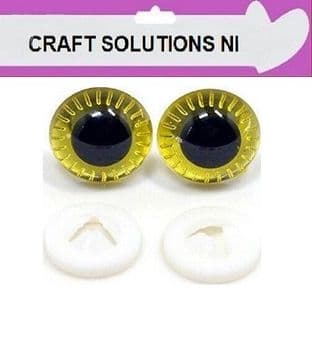 YELLOW OWL EYES - MANY COLOURS - PLASTIC BACKS - Teddy Bear Making Soft Toy Animal