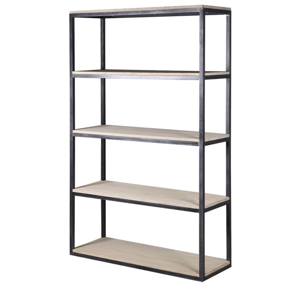 Tall Metal and Wood Display Shelf Unit