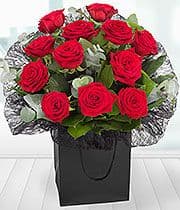 Aqua Bouquet of a Dozen Best Red Roses