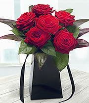 Aqua Bouquet of Half a Dozen Red Roses