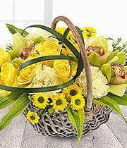 Yellow Basket Arrangement